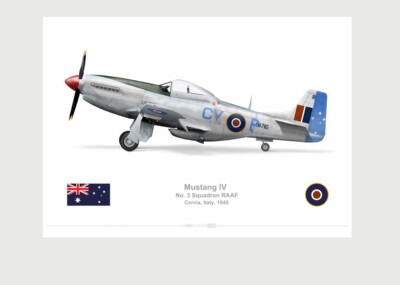 Warhead Illustrated TD Mustang IV 3 Sqn RAAF CV-P Aircraft Print