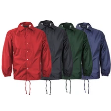 Men's Water Resistant Lightweight Button Up Windbreaker Drawstring Coach Jacket