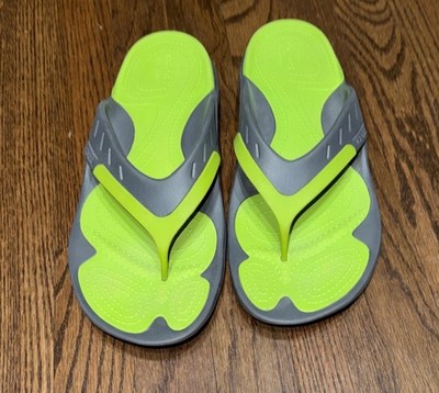 Crocs Men Flip Flops Modi Sport Size 12 Green/Grey Comfort Sandals