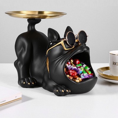 Französische Bulldogge Tablett Deko Bulldogge Figuren Statue Schlüsselschale DE