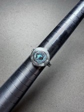 Vintage Taxco Sterling Silver Ring Round Abalone Cabochon Matte Brushed Finish 7