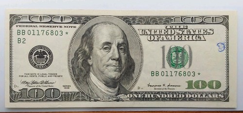 1999 $100 Hundred Dollar Bill Star Note B District F-2176B* - Circulated - Picture 3 of 10