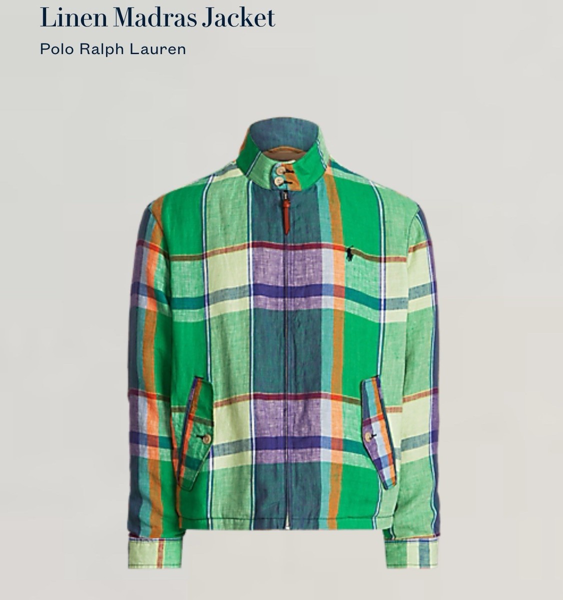ジャケット・アウター 90s Ralph Lauren Madrascheck Harrington Polo Ralph Lauren Madras Check Linen Harrington Plaid Jacket Large