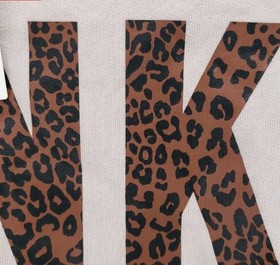 Victoria Secret Pink Fleece Pullover Leopard Print Sweatshirt  Logo Sz L Top