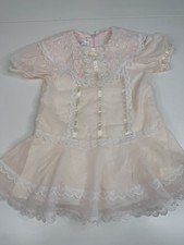 Vtg Gunne Sax Baby Dress Lace pink Jessica McClintock 70s 80s Cottagecore 24M