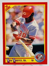 1990 Score Baseball Ken Griffey SR #338 Error Jersey Number Wrong On Back