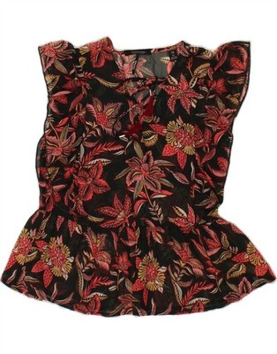 SCOTCH & SODA Damen durchsichtiges Top UK 6 XS schwarz geblümt AK07