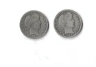 Lot Of 2 1914-P Barber Quarter 0.3616 ASW