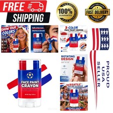 Patriotic 3-in-1 Face Paint Stick in Red, White, Blue - Effortless Application