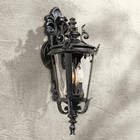 Casa Marseille Vintage Outdoor Wall Light Fixture Textured Black Scroll 21 3/4"