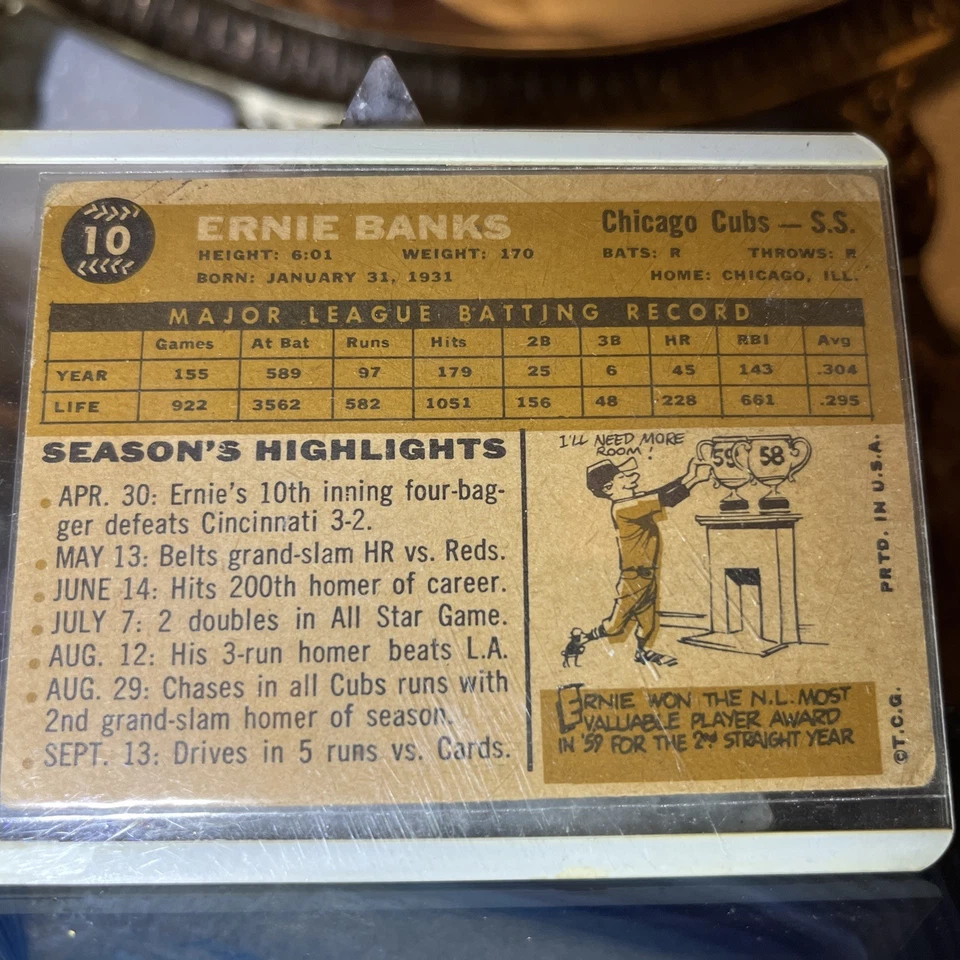 1960 Topps - Ernie Banks #10 Foto 2 de 3