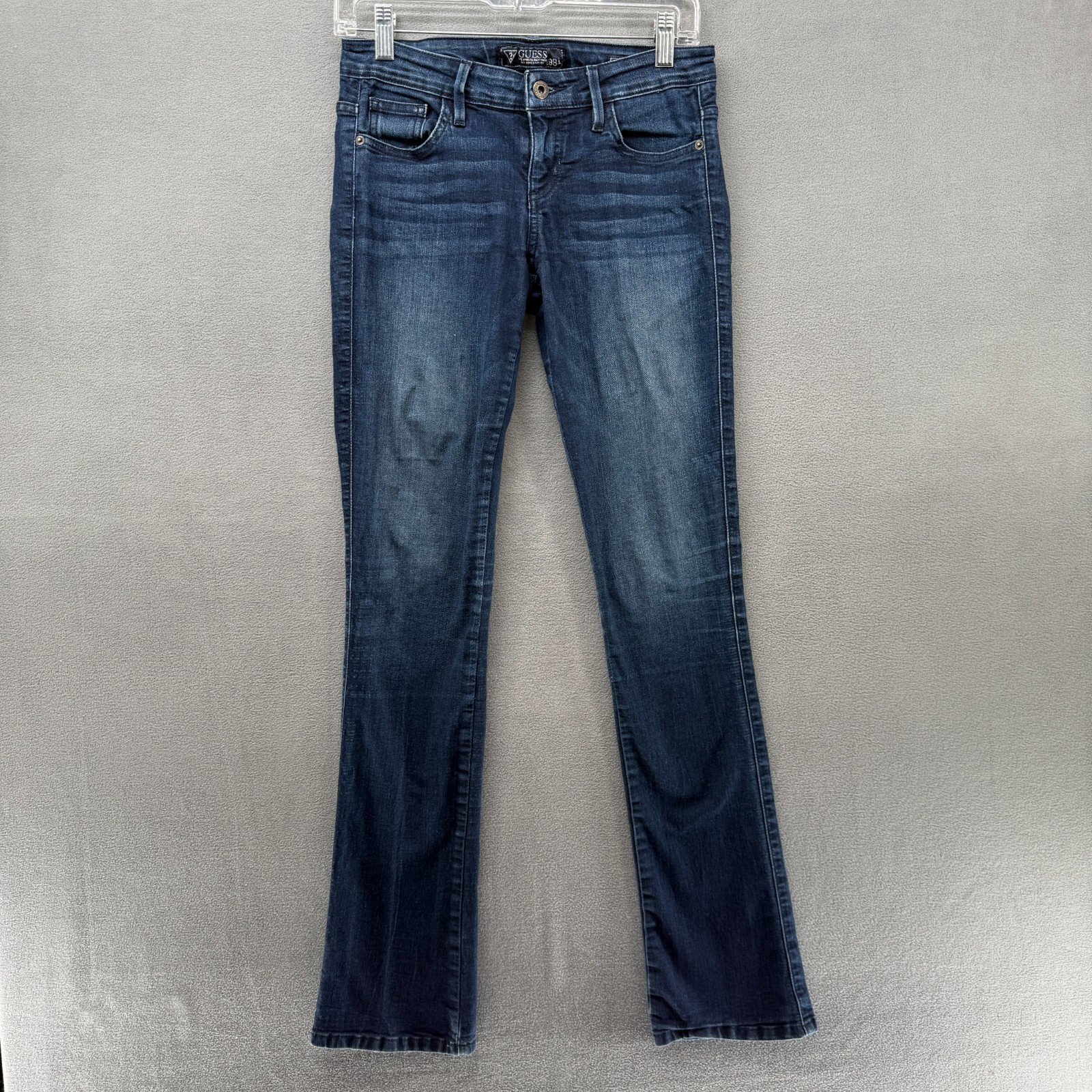 Guess Kate Jeans Womens 27 Blue Denim Bootcut Low Rise Stretch Dark Wash Logo