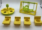 Vintage Fischer Price Little People Swingset,  Merry Go Round, & School Desks