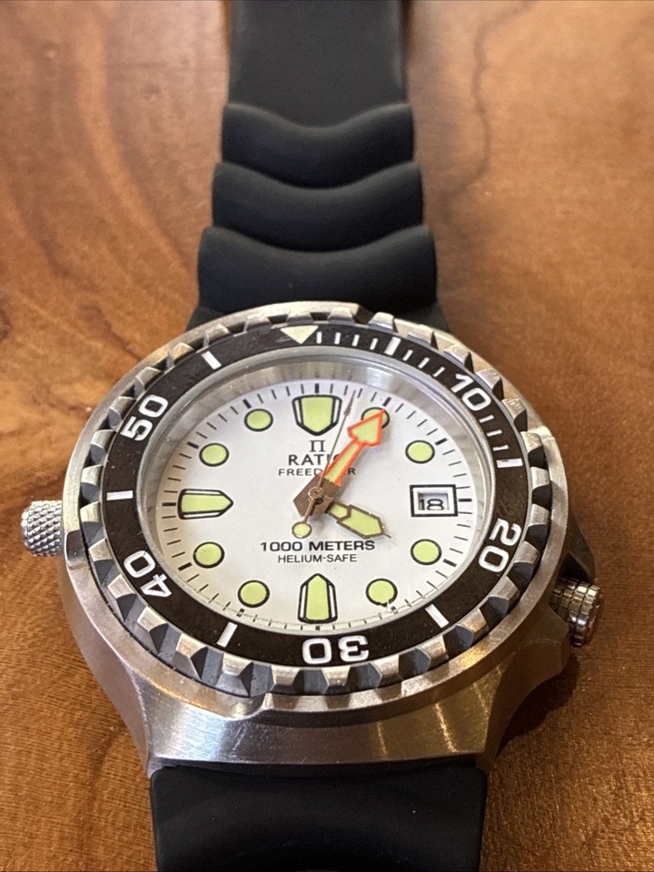 Ratio Freediver 1000m Dive Watch W/ White Dial, Box, Card & All Papers ...