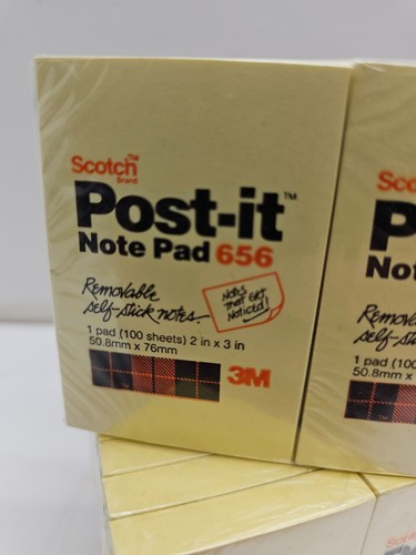 Post-it Note Pads 656 Self-Stick 2x3 Yellow Lot of 24 Vintage NOS Made in USA - Picture 2 of 4