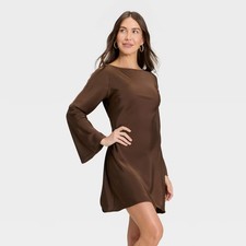 Women's Twist Back Mini Dress - A New Day Brown S