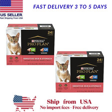 2 packs Purina Pro Plan Sensitive Skin  Stomach Adult Wet Cat Food -24CT, 72 OZ