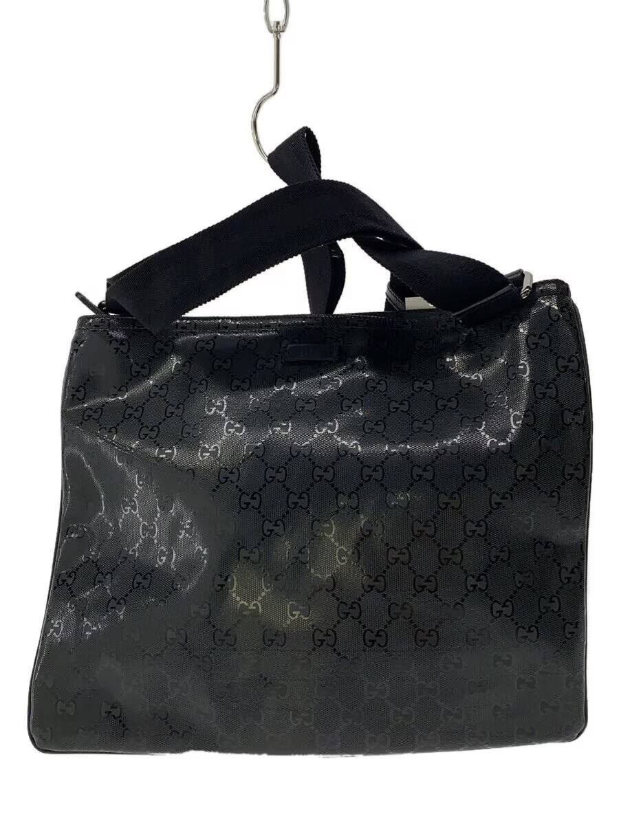 GUCCI Black PVC Shoulder Bag with All-Over Print 201446 213048
