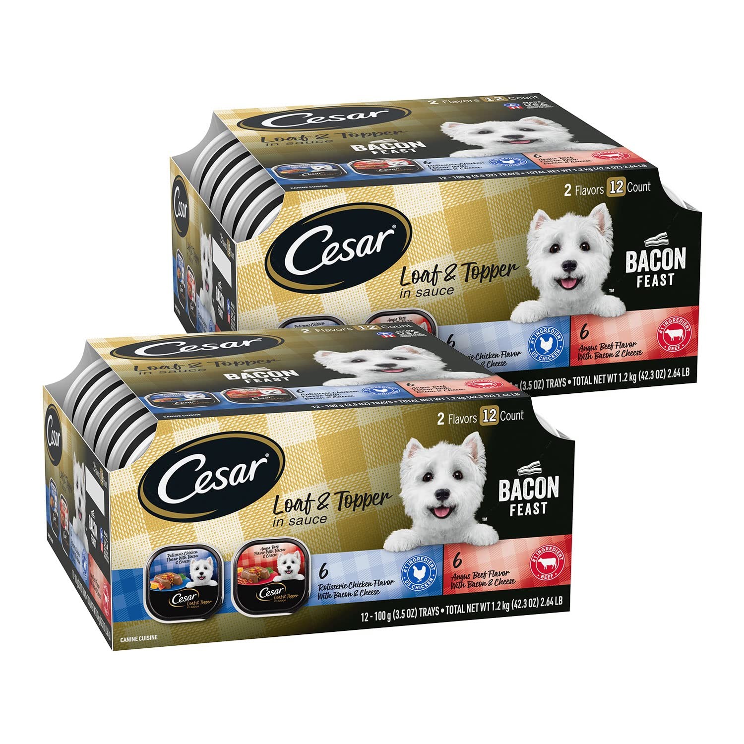 Loaf & Topper in Sauce Wet Dog Food, Bacon Feast Variety Pack,Rotisserie Chicken