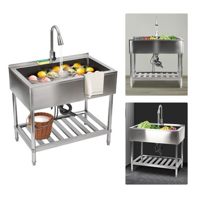 Commercial Kitchen Sink Stainless Steel Utility Sink Large 1 Compartment &Faucet