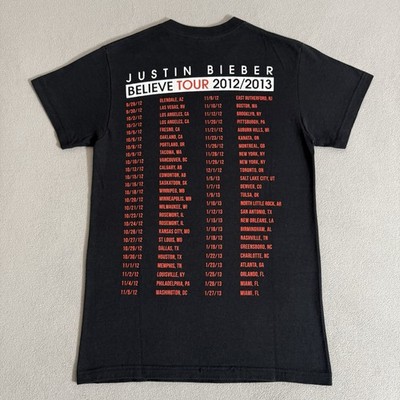 本人着用　JUSTIN BIEBER TOUR 2012/2013年 Tシャツ 2012/2013 Justin Bieber Believe Tour T-shirt Size Small Pop Music