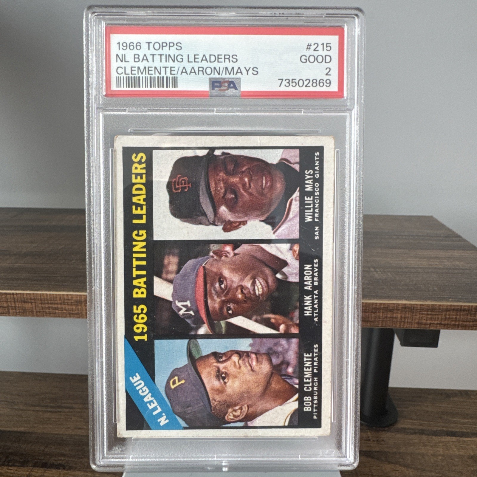 Clemente Aaron Mays 1966 Topps #215 NL Batting Leaders HOF - PSA 2 (GOOD)