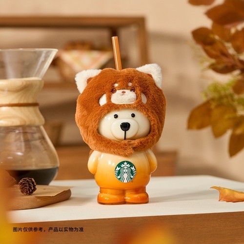 2025 China Starbucks Dessert Story Bear Shaped 15oz Glass Straw