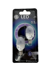 GE LED C7 Soft White Night Light Bulbs Candelabra Base 0.5 Watts 2-Pk.