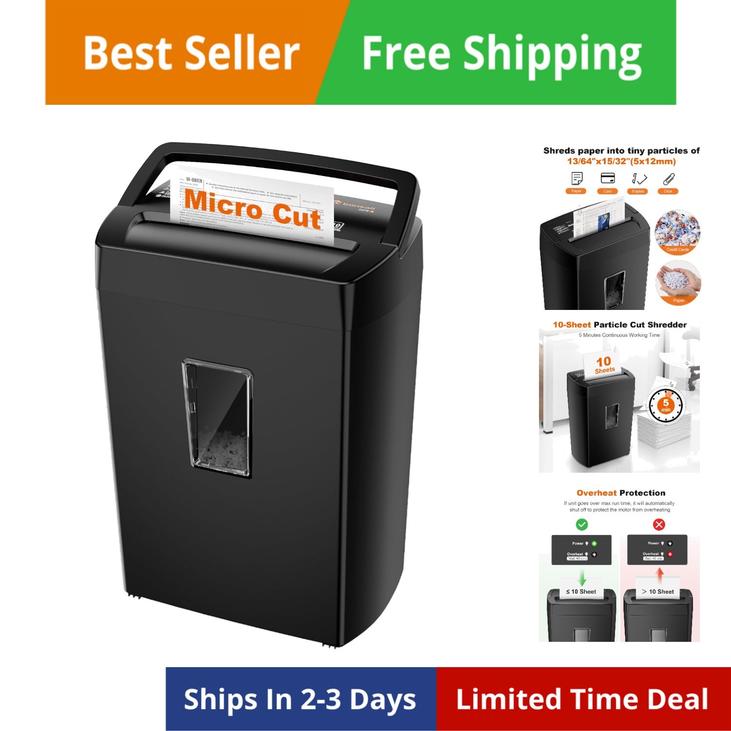 Paper Shredder, 10-Sheet Home Office Shredders, Micro Cut Ho
