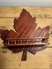 Vintage Rustic Wood Maple Leaf Wall Decor Small Trinket Shelf