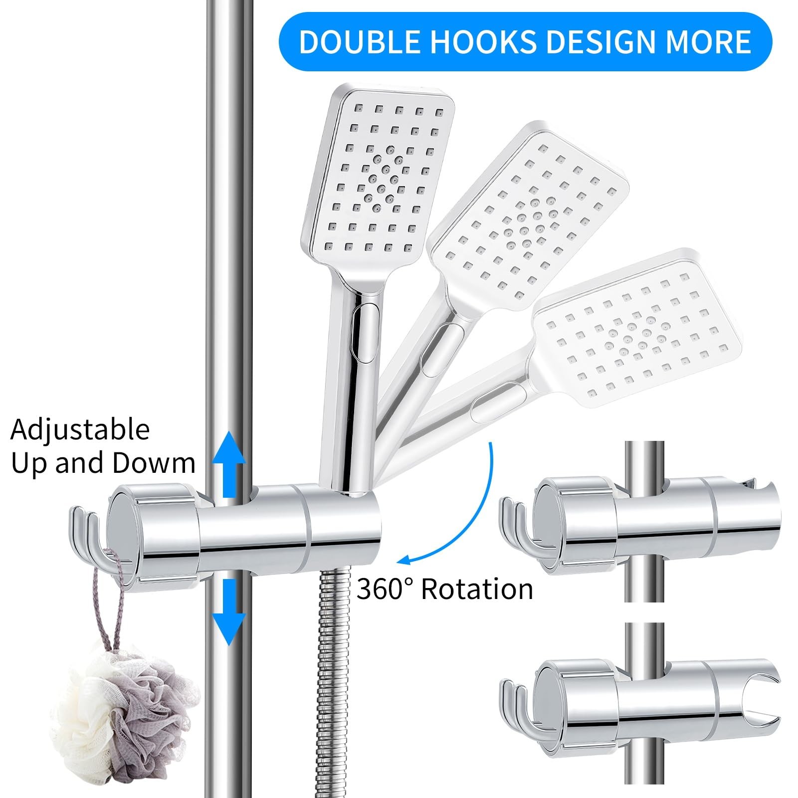 Support pomme de douche pivotant 360 orientable et robuste - 3