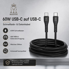 Maleyin USB-C auf C Schnellladekabel 60W für...
