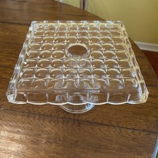 Indiana Glass Constellation VINTAGE 10" SQUARE PEDESTAL CAKE STAND w/Rum Well