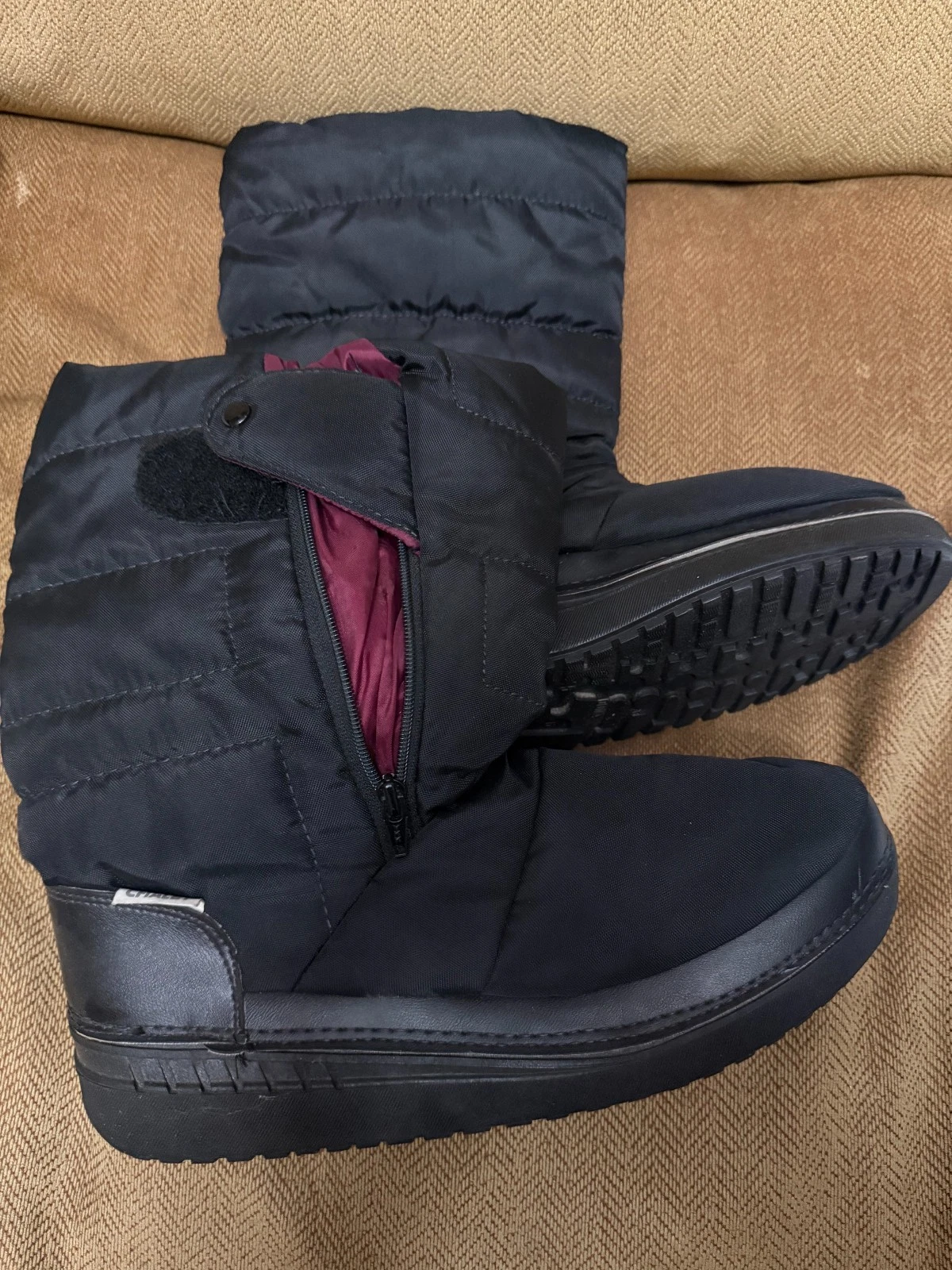 Chalet Men's snow boots - made in Italy - Size 11.5 black nylon fleece lined