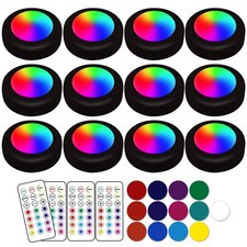 13-Color LED Puck Lights with Remote Control Wireless Battery-Powered Stick...