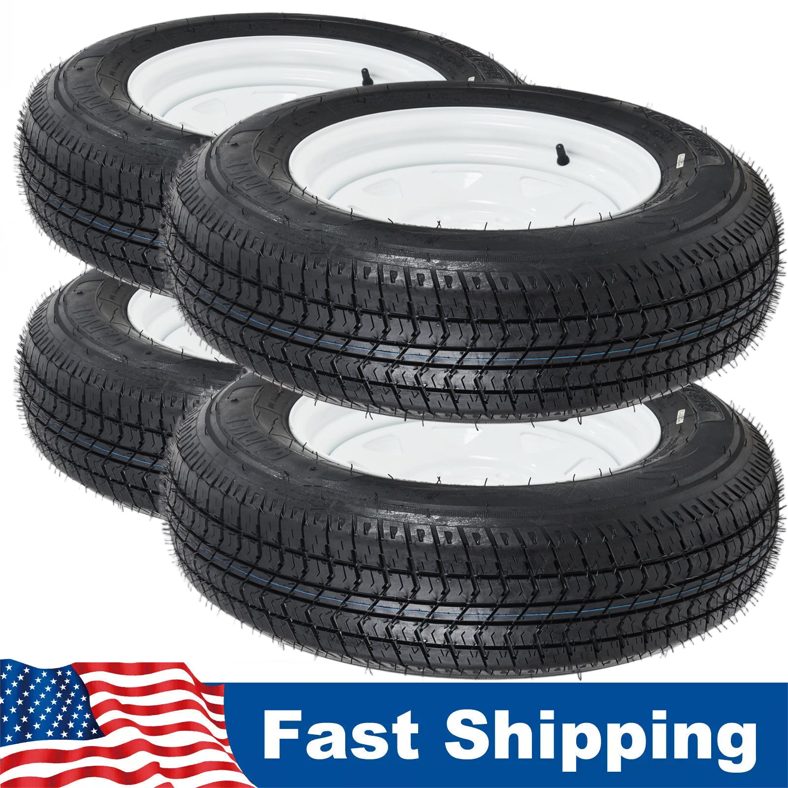 Set of 4 ST205/75D15 Trailer Tires and Wheels 15" Rim 6PR Load Range C 5 Lug