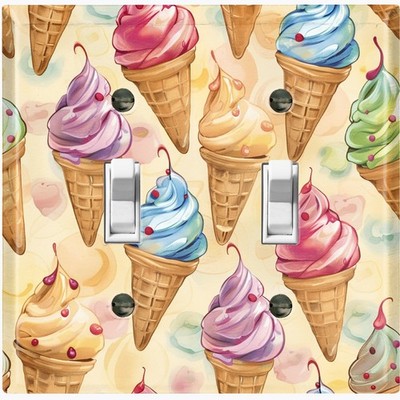 Metal Light Switch Outlet Cover Wall Plate Colorful Ice Cream Cone Decor VIN104