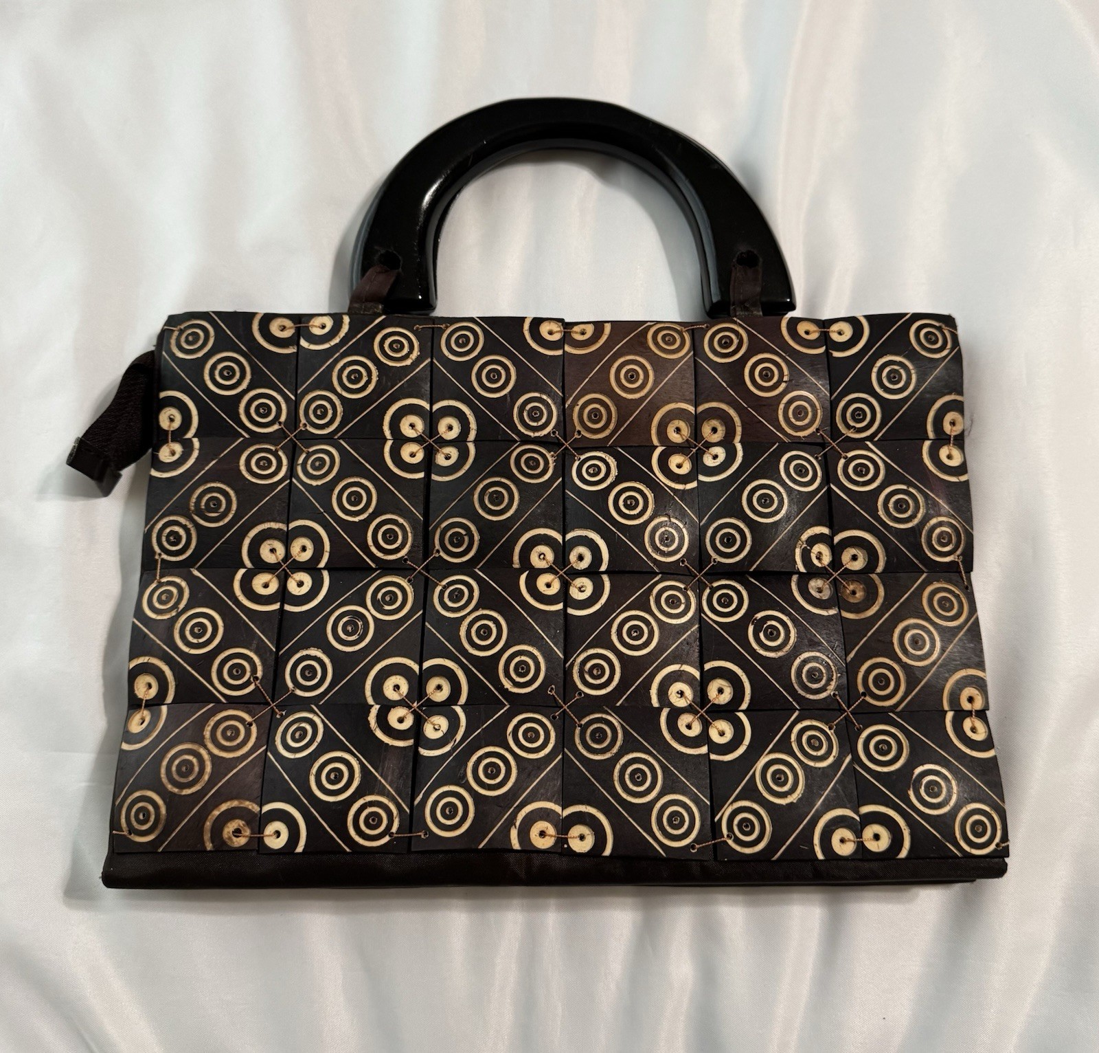 Small Boho Coconut Shell Handmade Purse Handbag