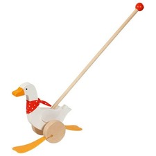 Goki Schiebetier Gans Bertha – Holzspielzeug zum Schieben für Kinder ab 1 Jahr