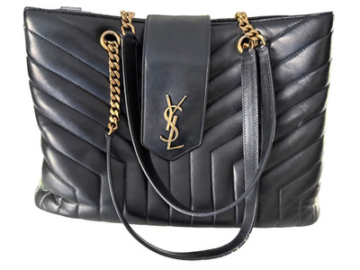 Yves Saint Laurent Matlasse Lou Lou 14 x10  Tote  Black  Leather Good Condition