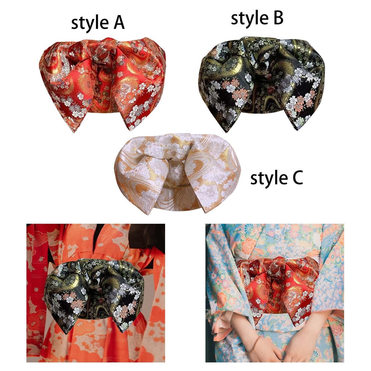 Kimono Obi Japanese Sash Belt Floral Pattern for Women Pre  display picture 2