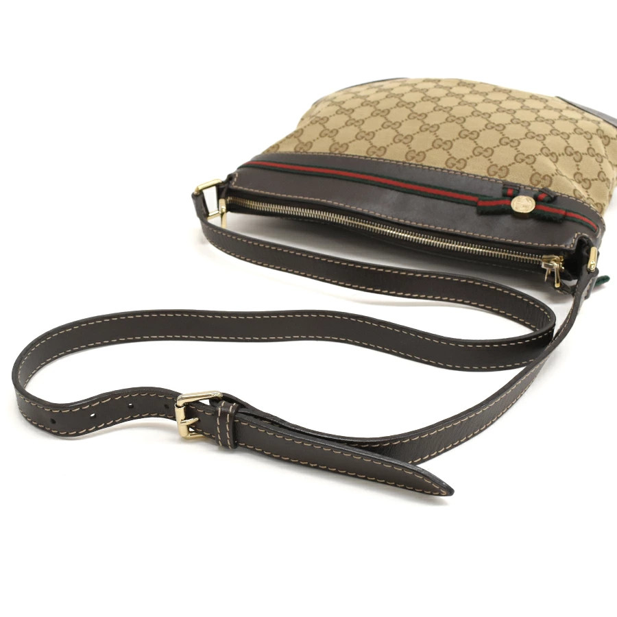 GUCCI Mayfair 257065 Sherry Line GG Canvas Shoulder Bag Beige Ribbon Gold — image 7