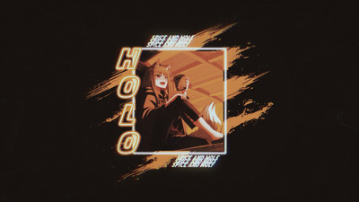 Anime spice and wolf holo girls portrait blue eyes Custom Gaming Mat Desk