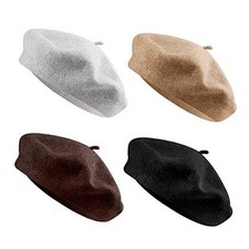 4 Pieces Beret Hat French Style Beanie Hats Fashion Ladies Beret Caps Outdoor