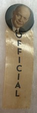Dwight D. Eisenhower OFFICIAL IKE picture 2 1/4? pinback button pin ribbon