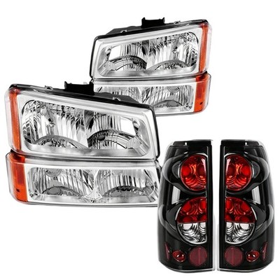 Headlights+Tail Lights Set For 03-06 Chevy Silverado 1500 2500 3500 Replacements