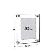 AZAR Floating Acrylic Wall Frame with Silver Hardware Stand Off Caps  105514