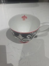 Portobello By Inspire Bone China Black Red/Orange Fleur De Lis Mug