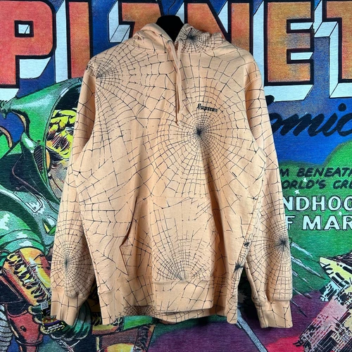 Sweat à capuche Supreme Spider Web Peach taille L
