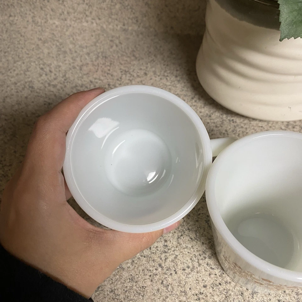 Set Of 2 Vintage Pyrex Coffee Cup Summer Impressions Brown Flower D Handle - Image 4 of 4